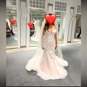 Brand new with tags! Size 8. Blush & ivory lace mermaid wedding dress